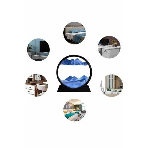 7 Inç Mavi Orta Boy Dekoratif Yuvarlak Şık Kum Tablosu Modern Dekoratif Süs