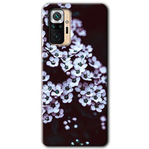 MRCİLETİSİM Xiaomi Redmi Note 10 Pro Kılıf HD Desen Baskılı Arka Kapak + Temperli Cam - Beyaz Çiçek