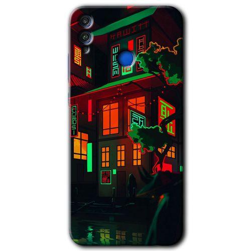 Honor 8c HD Baskılı Kılıf + 9D Tam Ekran Koruyucu - China Street