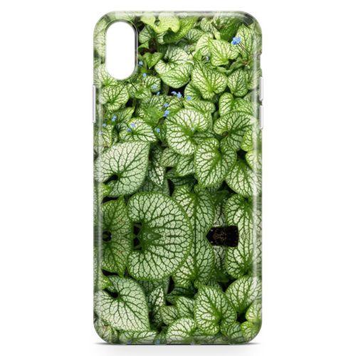 Apple iPhone XR Kılıf Mavi Çiçekli Yapraklar Arka Kapak Koruma Desenli Full Koruyucu