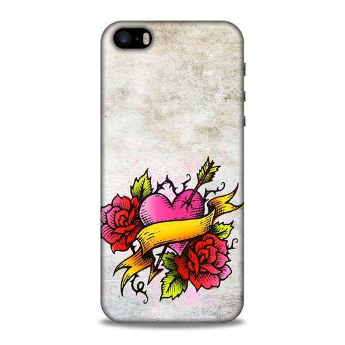 Lopard Apple Iphone 5 Uyumlu Kılıf Tattoo's (12) Koruyucu Silikon Gri Pembe