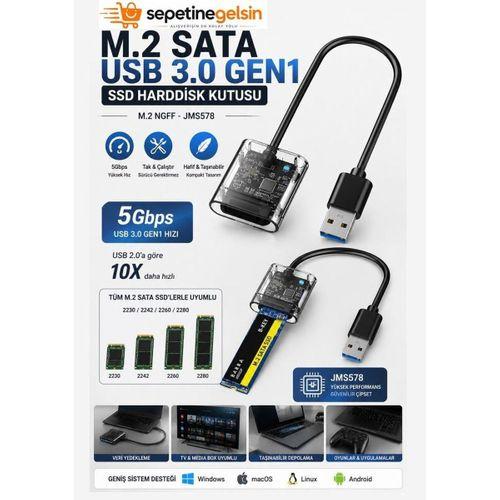Sepetinegelsin M.2 Sata USB 3.0 Gen1 SSD Harddisk Kutusu M.2 NGFF- JMS578
