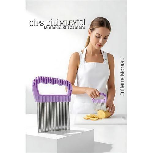 Şekilli Pratik Cips Dilimleyici Paslanmaz Çelik – 9x13 cm