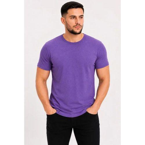 Erkek Basic Tişört Bisiklet Yaka Kısa Kol Günlük Yazlık Slim Fit T-Shirt - Mor