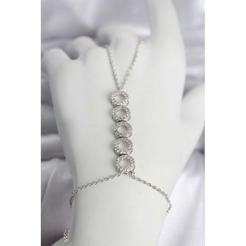 Pirinç Gümüş Renk Zirkon Taşlı Sıralı Halka Model Kadın Şahmeran