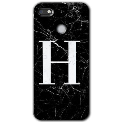 General Mobile GM 8 Go Kılıf HD Desen Baskılı Arka Kapak - Siyah Mermer Desenli H Harfi