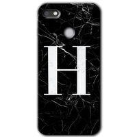 General Mobile GM 8 Go Kılıf HD Desen Baskılı Arka Kapak - Siyah Mermer Desenli H Harfi