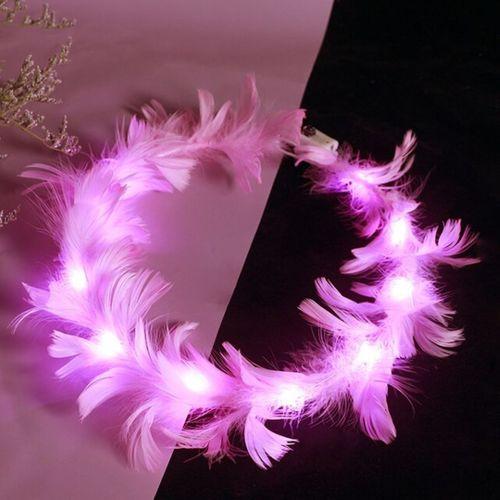 Led Işıklı Rengarenk Yanan 3 Fonksiyonlu Otrişli Parti Tacı Pembe Renk 12x12 cm