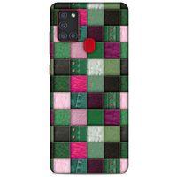 Samsung Galaxy A21s Kılıf Patchwork (34) Slim Armor Kılıf Yeşil Fuşya