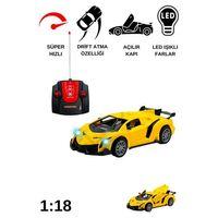 Uzaktan Kumandalı Spor Araba Kapıları Kumanda Kontrollü 1/18 - 789-104 - Sarı
