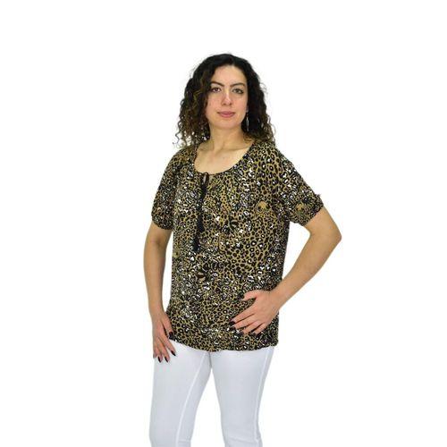 Kadın Kısa Kol Baskılı Bluz BGL-ST04702