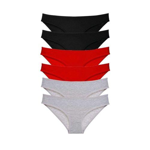 6 adet Süper Eko Set Likralı Kadın Slip Külot Siyah Kırmızı Gri