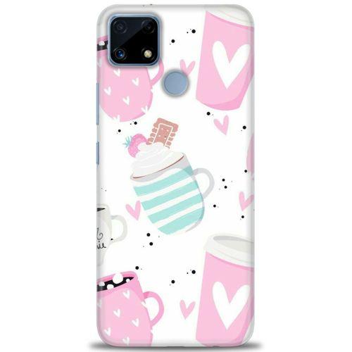 Realme C25 Kılıf HD Baskılı Kılıf - Pembe Bardaklar + Tam Ekran Koruyucu