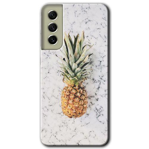 Samsung Galaxy S21 FE Kılıf Baskılı Kapak - Ananas + 5D Tam Kaplayan Cam