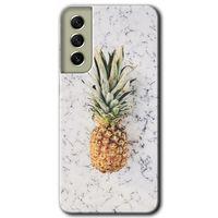 Samsung Galaxy S21 FE Kılıf Baskılı Kapak - Ananas + 5D Tam Kaplayan Cam