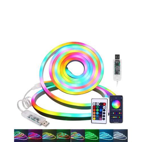 Dekoratif Rgb Led Şerit Neon Işık 3 Metre Su Geçirmez Uzaktan Kumandalı Ortam Aydınlatması