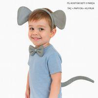 Fil Kostümü Aksesuar Seti 3 lü - Taç Papyon Kuyruk