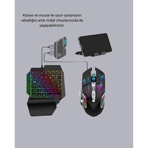Mobil  Oyun Seti 5in1 X8 Pro Çipset Rgb Klavye Mouse Telefon Tutucu