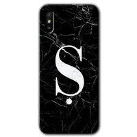 MRCİLETİSİM Xiaomi Redmi 9A Kılıf Kapak - Siyah Mermer Desenli Ş Harfi +Hayalet Ekran Yandan Gözükmez
