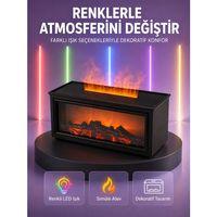 Şömine Görünümlü Hava Nemlendirici Renkli Led Işıklı Aroma Difüzörü