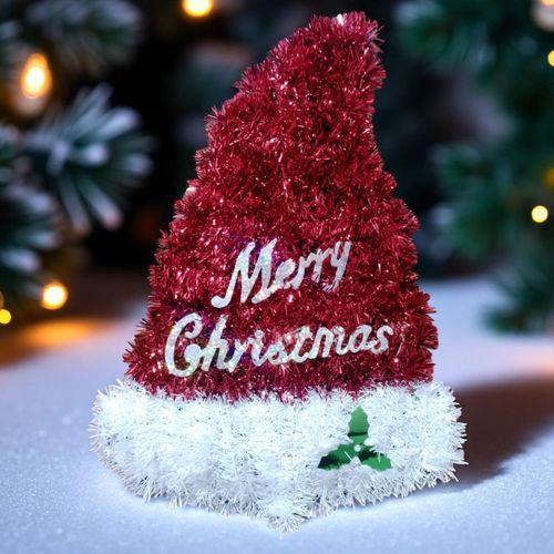 YÜKSEK KALİTE YILBAŞI DEKORU YILBAŞI ŞAPKASI DEKORU PARLAK METALİK YILBAŞI VİTRİN DEKORLARI 36X27 CM