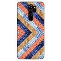 Xiaomi Redmi Note 8 Pro Kılıf Patchwork (3) Kapak Lacivert Turuncu
