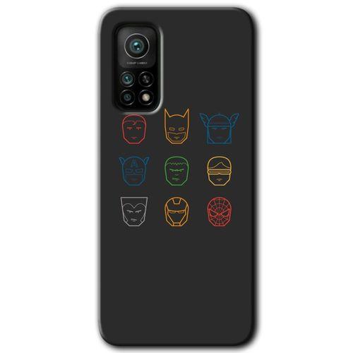 MRCİLETİSİM Xiaomi Mi 10T Pro Kılıf HD Desen Baskılı Arka Kapak + Temperli Cam - Avengers Minimalism