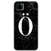 Potkal Hediye Fabrikası Huawei Y5P HD Baskılı Kılıf + 9D Tam Ekran Koruyucu - Siyah Mermer Desenli Ö Harfi