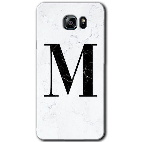 Galaxy Note 5 Kılıf HD Desen Baskılı Arka Kapak - Beyaz Mermer Desenli M Harfi