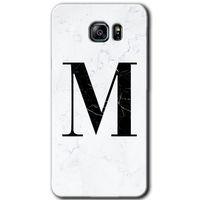 Galaxy Note 5 Kılıf HD Desen Baskılı Arka Kapak - Beyaz Mermer Desenli M Harfi