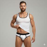 Beyaz Delikli Kumaş Tank Top Slip Takımı