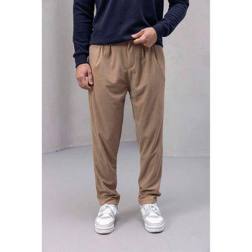 Roy Regular Fit Beli Lastikli Fitilli Kadife Kumaş Fermuarlı Jogger Erkek Pantolon - Bej
