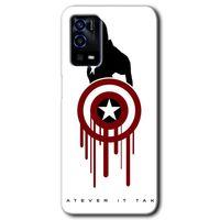Oppo A55 Kılıf HD Desen Baskılı Arka Kapak + Temperli Cam - Captain Amerika