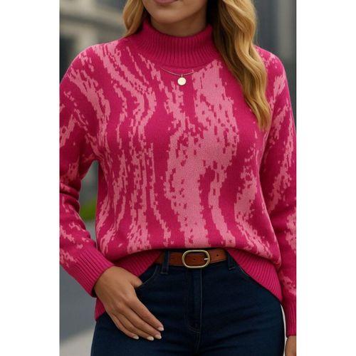 Kadın Uzun Kollu Balıkçı Yaka çok Renkli Triko Bluz