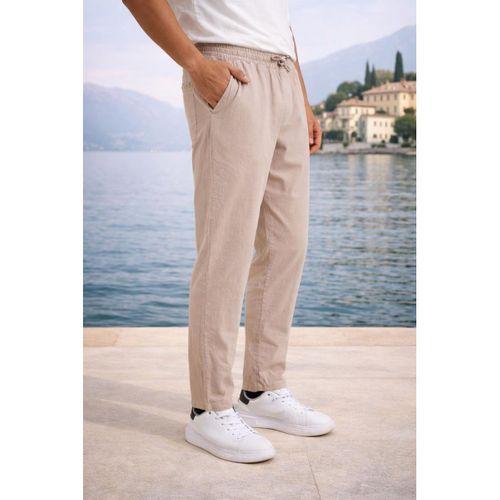 Meridian Kumaş Relaxed Fit %100 Pamuklu Jogger Erkek Yazlık Eşofman Altı Pantolon - Bej