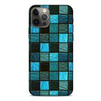 Apple iPhone 12 Pro Kılıf Patchwork (27) Tasarımlı Kılıf Turkuaz Siyah