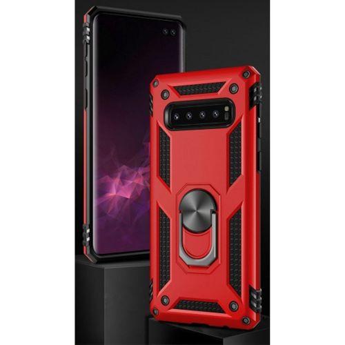 Samsung Galaxy S10 Plus Kılıf Zırhlı Standlı Mıknatıslı Tank Kapak - Kırmızı