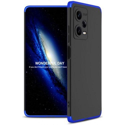 Xiaomi Redmi Note 12 Pro Kılıf 3 Parçalı 360 Tam Korumalı Rubber AYS Kapak - Mavi Siyah