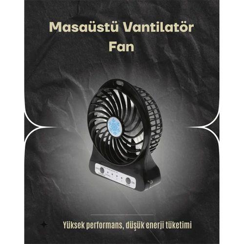 Şarjlı Usb Fan – Masaüstü Mini Vantilatör, Taşınabilir, Işıklı, 3 Kademeli, Sessiz