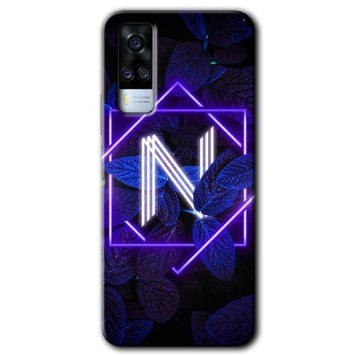 Potkal Hediye Fabrikası Vivo Y53s Kılıf HD Desen Baskılı Arka Kapak - Dark Neon Yaprak N Harfi
