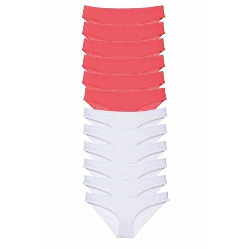 12 adet Eko Set Likralı Kadın Slip Külot Fuşya Beyaz