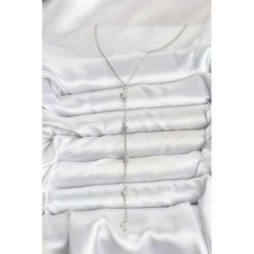 316L Çelik Zincir Gümüş Renkli Yıldız Model Kadın Y Kolye