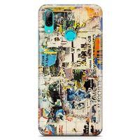 Huawei Y7 2019 Kılıf Retro Gazete Arka Kapak Koruma Desenli Full Koruyucu