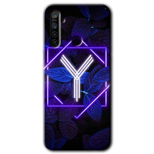 Huawei P40 Lite E Kılıf Baskılı Kapak - Dark Neon Yaprak Y Harfi + 5D Tam Kaplayan Cam