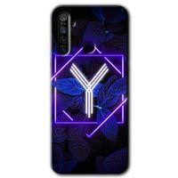 Huawei P40 Lite E Kılıf Baskılı Kapak - Dark Neon Yaprak Y Harfi + 5D Tam Kaplayan Cam