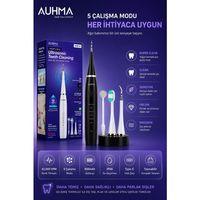 Ultrasonic  Elektrikli Akıllı Diş Temizleme Cihazı Beyazlatıcı 5 Mod 3+1 Başlık, Ipx8 Su Geçirmez Siyah