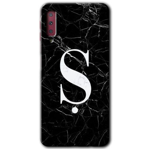 Potkal Hediye Fabrikası Samsung Galaxy A7 2018 Kılıf HD Desen Baskılı Arka Kapak - Siyah Mermer Desenli Ş Harfi