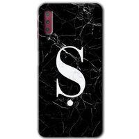 Potkal Hediye Fabrikası Samsung Galaxy A7 2018 Kılıf HD Desen Baskılı Arka Kapak - Siyah Mermer Desenli Ş Harfi