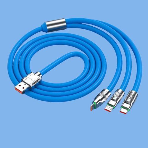 Kutulu  3 Şarj Aleti 1 Arada Çinko Alaşım Hızlı Şarj Kablosu Mavi 3 İn 1