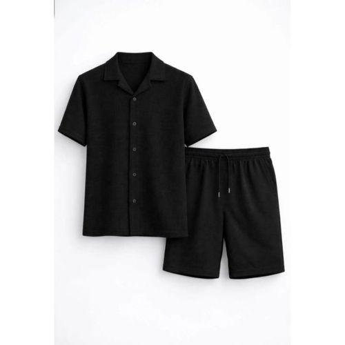 Erkek Kısa Kollu Gömlek Şort Takım Yazlık İkili Set